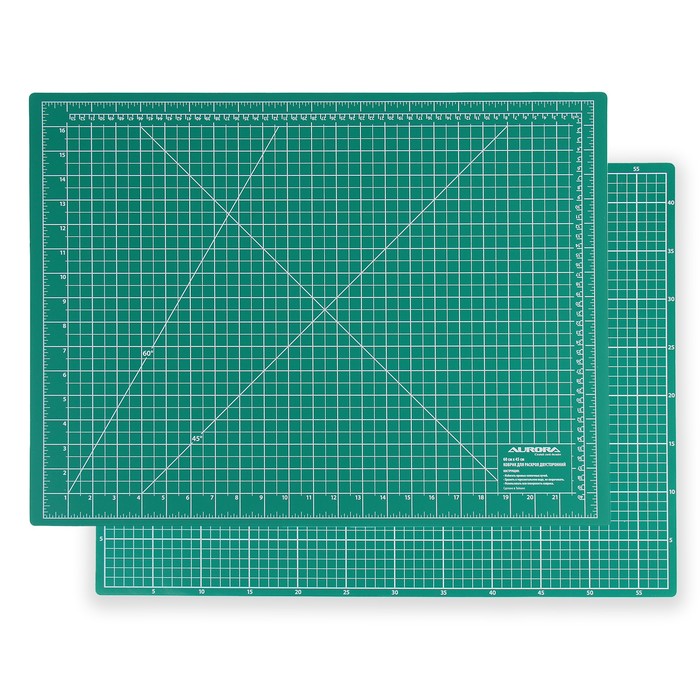 фото Мат для резки, двусторонний, 60 × 45 см, а2, цвет зелёный aurora
