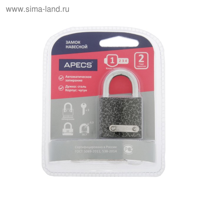 фото Замок навесной apecs pd-01-32-blister (mbc-123)
