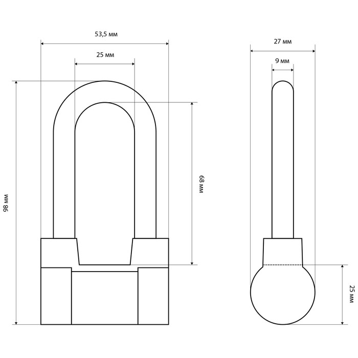 фото Замок навесной "стандарт" al-660l, d=9,5 мм