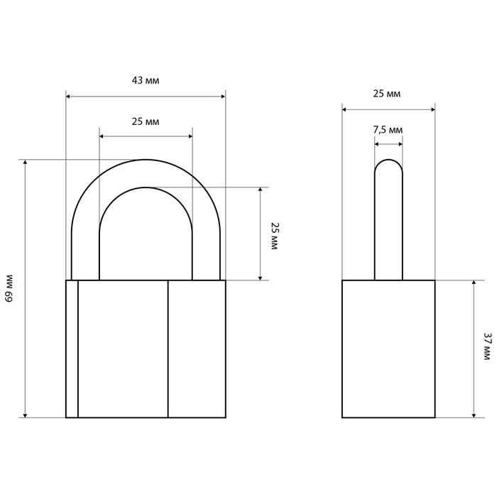 фото Замок навесной "стандарт" al-750, d=7,5 мм