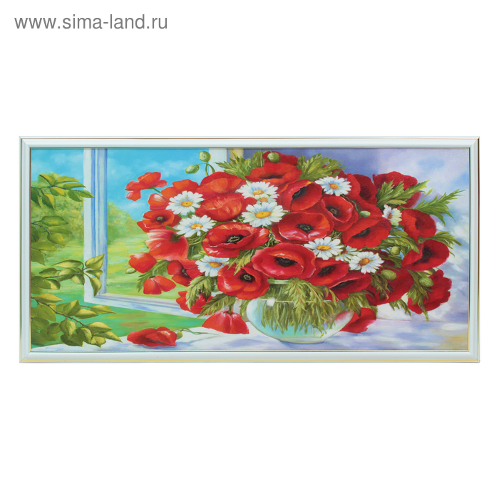 Картина "Ромашки и маки" 36*73 см 
Картина "Ромашки и маки" 36*73 см