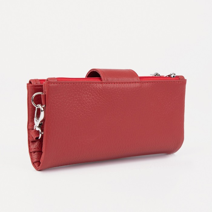 фото Кошелёк на кнопке, с ручкой, цвет красный кайман