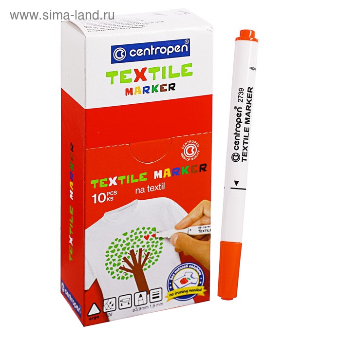 Маркер для ткани 3.9 мм Centropen 2739, линия 1,8 мм, цвет оранжевый
Маркер для ткани 3.9 мм Centropen 2739, линия 1,8 мм, цвет оранжевый