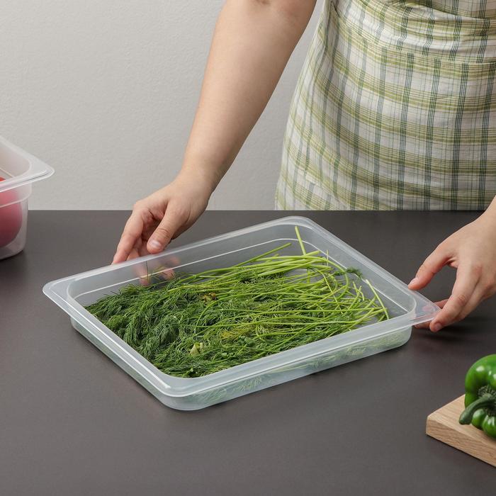 Гастроемкость GN 1/2 32,5x26,5 см, высота 4 см, прозрачная
Гастроемкость GN 1/2 32,5x26,5 см, высота 4 см, прозрачная