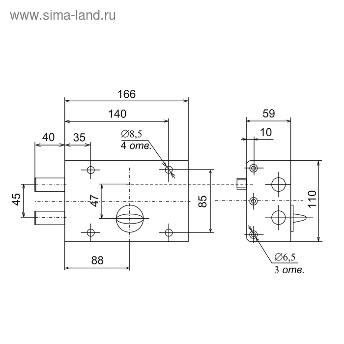 фото Замок накладной "сенат", знс 4-1, 103, 5 ключей