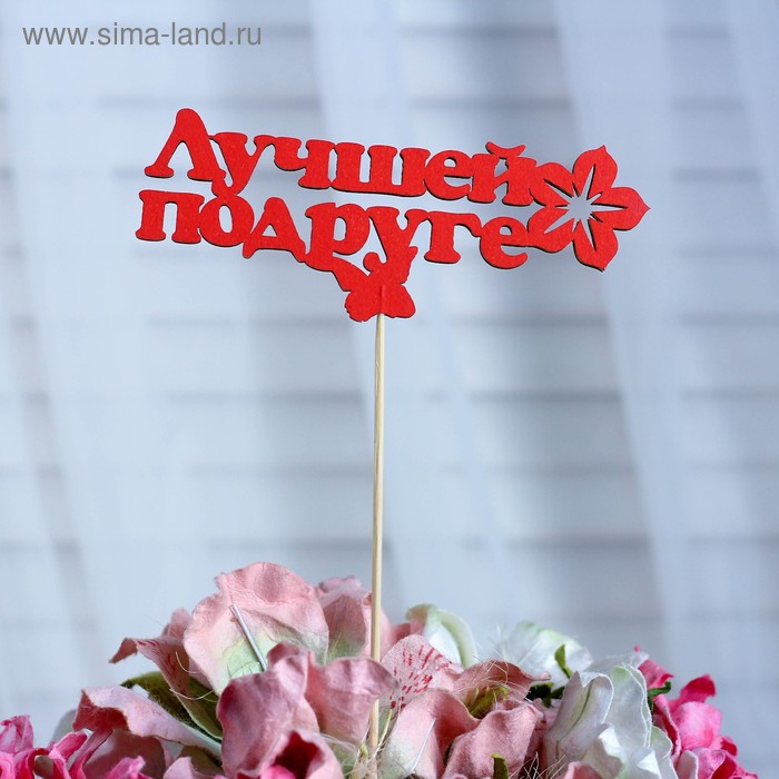 Топпер «Лучшей подруге», красный, 12,5×5 см
Топпер «Лучшей подруге», красный, 12,5×5 см
