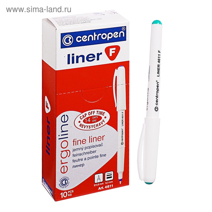 Ручка капиллярная, 0.8 мм, Centropen 4611, зеленая, невысыхаемая, длина письма 1500
Ручка капиллярная, 0.8 мм, Centropen 4611, зеленая, невысыхаемая, длина письма 1500