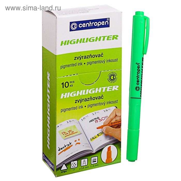 Маркер-текстовыделитель 4.0 мм Centropen 8722, флуоресцентный зелёный ЦЕНА ЗА 1 ШТ!!!
Маркер-текстовыделитель 4.0 мм Centropen 8722, флуоресцентный зелёный ЦЕНА ЗА 1 ШТ!!!
