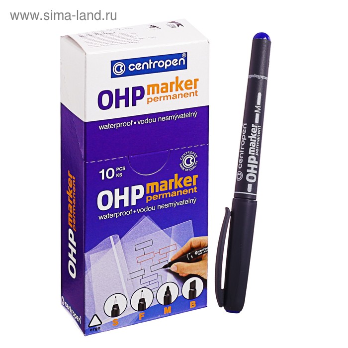 Маркер Centropen 2636M для OHP, перманентный, 1.0 мм, синий 
Маркер Centropen 2636M для OHP, перманентный, 1.0 мм, синий