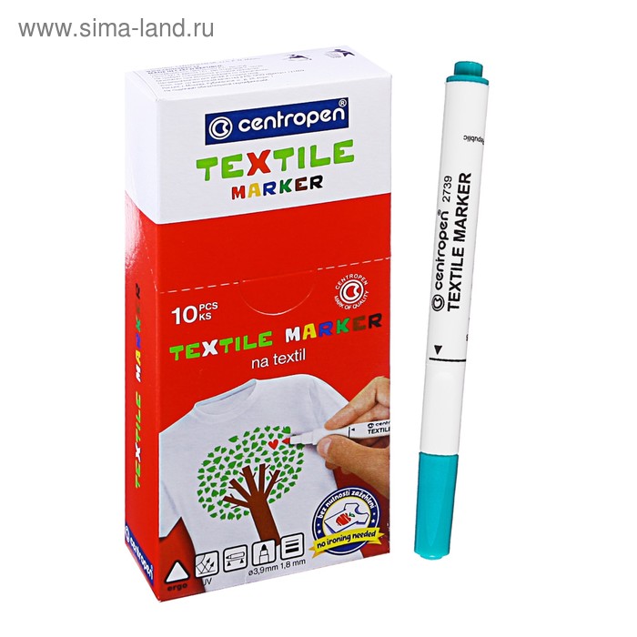 Маркер для ткани, Centropen 2739, диаметр 3.9 мм, линия письма 1.8 мм, зелёный
Маркер для ткани, Centropen 2739, диаметр 3.9 мм, линия письма 1.8 мм, зелёный
