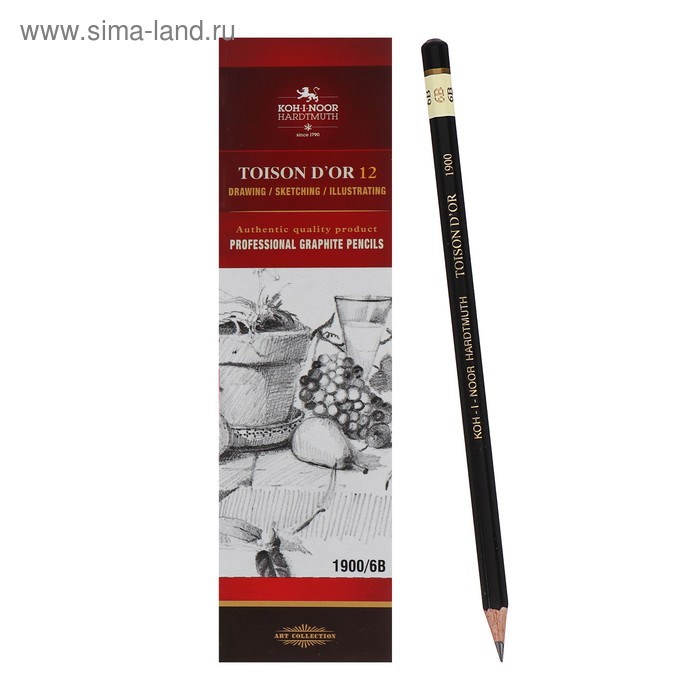 Карандаш профессиональный чернографитный 2.5 мм, Koh-I-Noor 1900 6В, L=175 мм
Карандаш профессиональный чернографитный 2.5 мм, Koh-I-Noor 1900 6В, L=175 мм