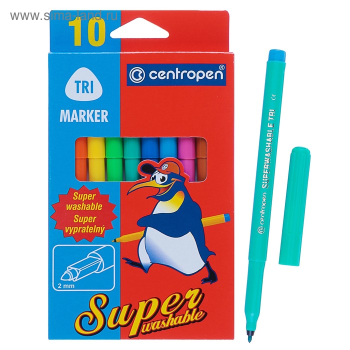 Фломастеры 10 цветов, Centropen Trio 2570/10, суперсмываемые
Фломастеры 10 цветов, Centropen Trio 2570/10, суперсмываемые