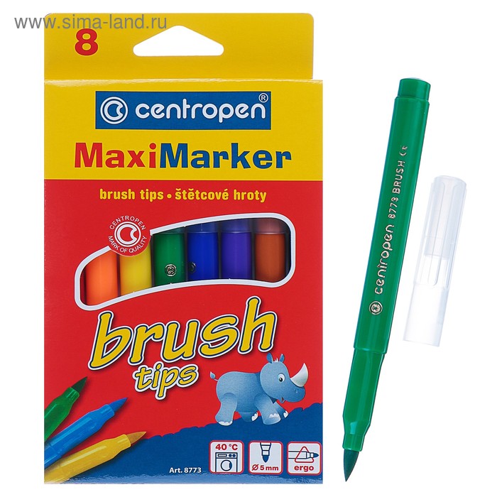 Фломастеры-кисть 8 цветов, Centropen 8773 Brush, 5.0 мм, картонная упаковка
Фломастеры-кисть 8 цветов, Centropen 8773 Brush, 5.0 мм, картонная упаковка