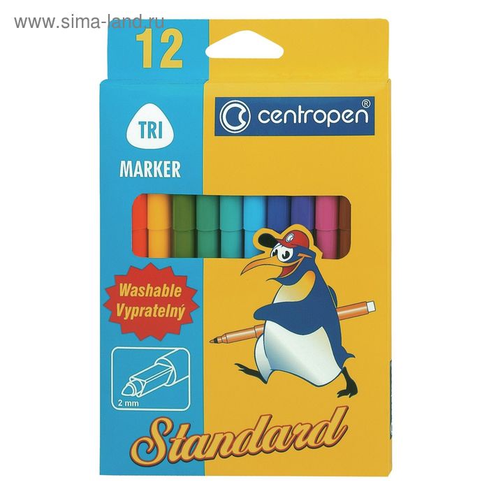 Фломастеры 12 цветов, Centropen Standart Trio 2550/12, трёхгранные, 2.0 мм, линия 1.0 мм, картонная упаковка
Фломастеры 12 цветов, Centropen Standart Trio 2550/12, трёхгранные, 2.0 мм, линия 1.0 мм, картонная упаковка