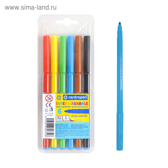 Фломастеры 6 цветов, Centropen 7770/06 Super washable, блистер, европодвес, линия 1.0 мм, смываемые
Фломастеры 6 цветов, Centropen 7770/06 Super washable, блистер, европодвес, линия 1.0 мм, смываемые