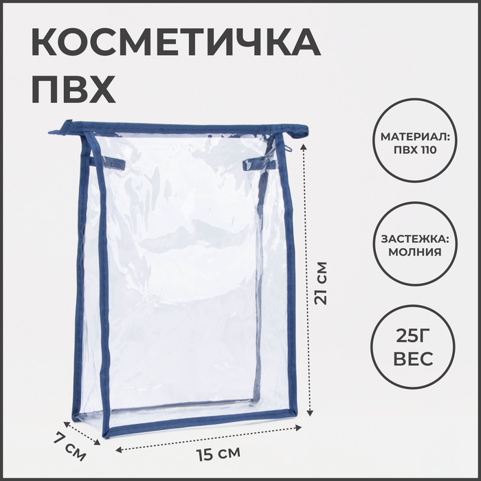 фото Косметичка на молнии, цвет синий