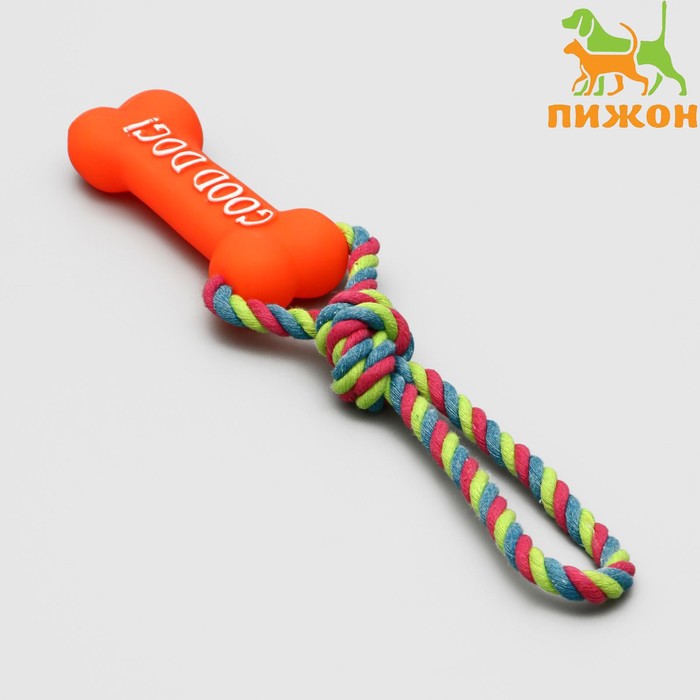 Игрушка резиновая "Кость" (14 см) с ручкой из каната для собак, до 37 см, микс цветов
Игрушка резиновая "Кость" (14 см) с ручкой из каната для собак, до 37 см, микс цветов