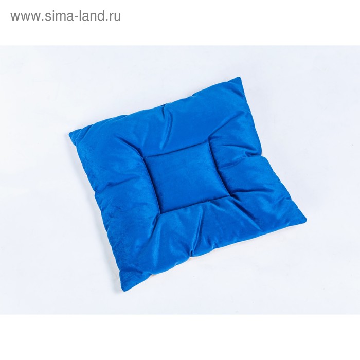 фото Подушка на стул квадратная 45х45см, высота 5см, велюр синий, серый, синтет. волокно wowpuff