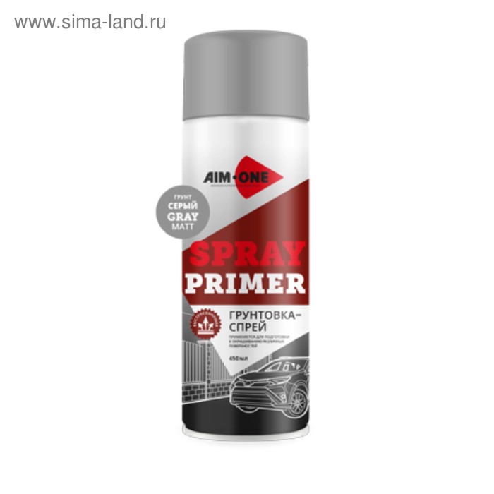 Грунтовка-спрей серая матовая AIM-ONE, 450 мл, аэрозоль
Грунтовка-спрей серая матовая AIM-ONE, 450 мл, аэрозоль