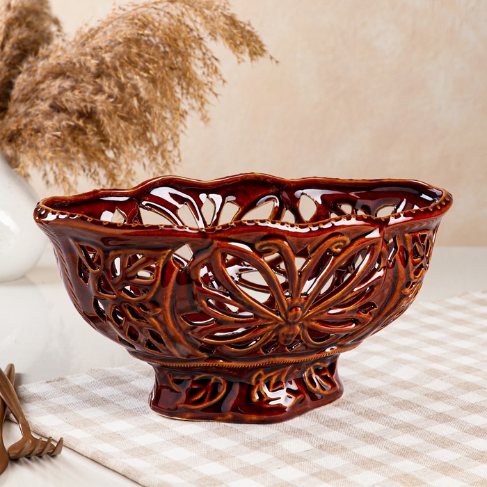 Конфетница "Махаон", резка, коричневая, керамика, 13 см
Конфетница "Махаон", резка, коричневая, керамика, 13 см