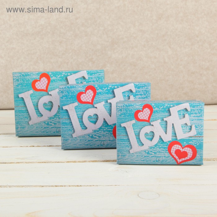 Набор коробок 3 в 1 "Любовь", 15,5 х 11 х 8 - 11 х 8 х 5,5 см
Набор коробок 3 в 1 "Любовь", 15,5 х 11 х 8 - 11 х 8 х 5,5 см