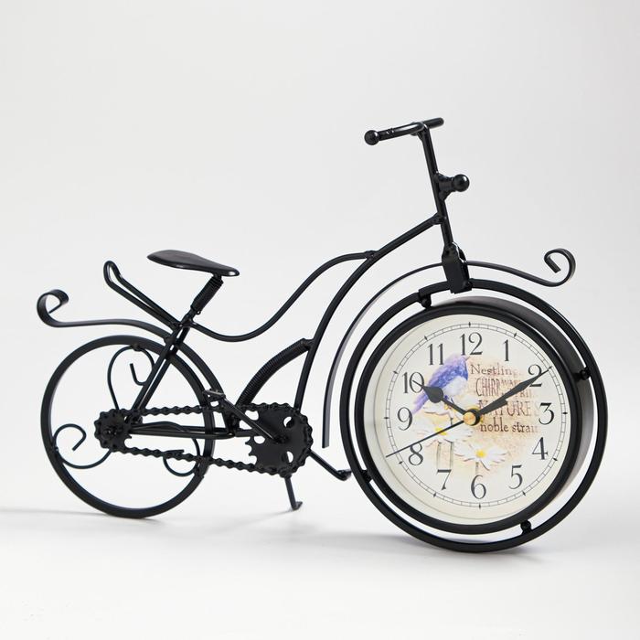 фото Часы настольные "велосипед ретро", плавный ход, 23 х 33 см, d-11 см
