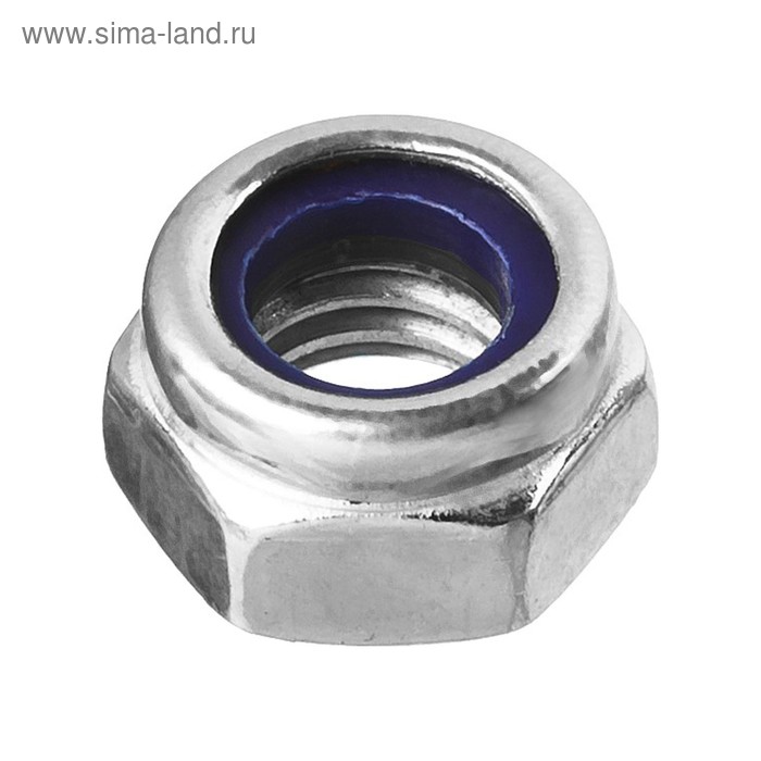 фото Гайка самоконтрящаяся с нейлоновым кольцом din 985, "зубр", m6, оцинкованная, 5 кг