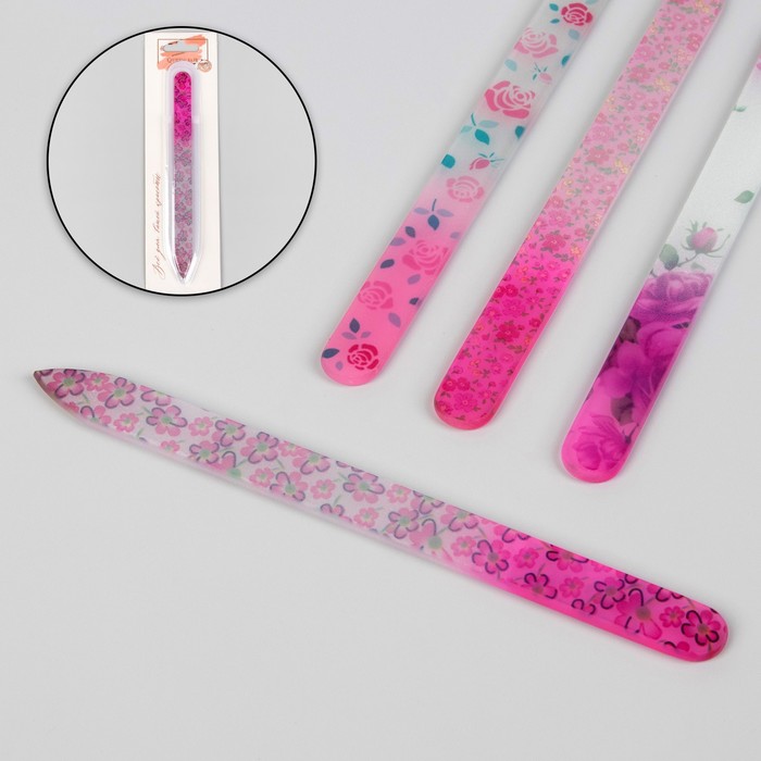 Пилка стеклянная для ногтей, 14 см, в чехле, на блистере, рисунок МИКС
Пилка стеклянная для ногтей, 14 см, в чехле, на блистере, рисунок МИКС