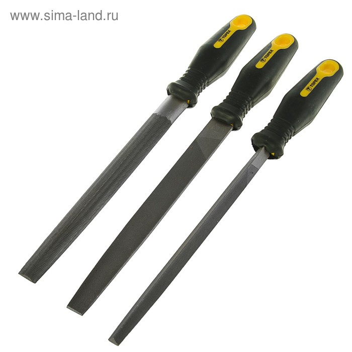 Напильники по металлу TOPEX, 3шт., 200мм, №2, сталь Т12, антискольз. эргономич. рукоятки
Напильники по металлу TOPEX, 3шт., 200мм, №2, сталь Т12, антискольз. эргономич. рукоятки