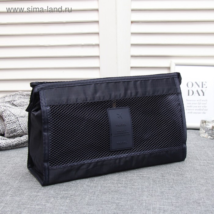 фото Косметичка треугольная, отдел с карманами на молнии, цвет синий