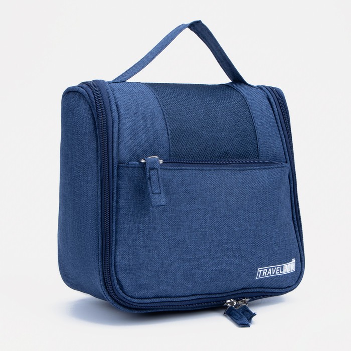 фото Косметичка-несессер на молнии, с карманами, наружный карман, цвет синий