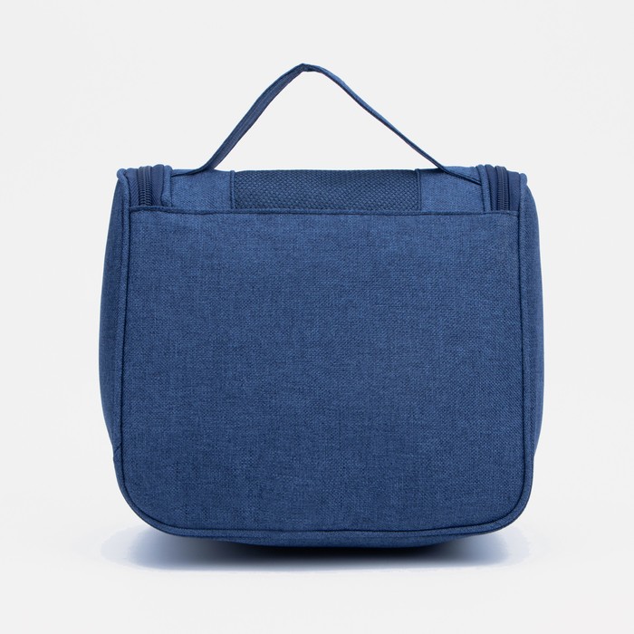 фото Косметичка-несессер на молнии, с крючком, наружный карман, цвет синий