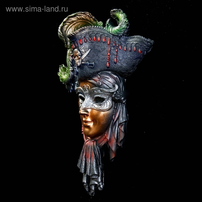 фото Венецианская маска "пират" 30см золото микс хорошие сувениры