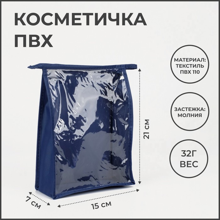 фото Косметичка на молнии, цвет синий