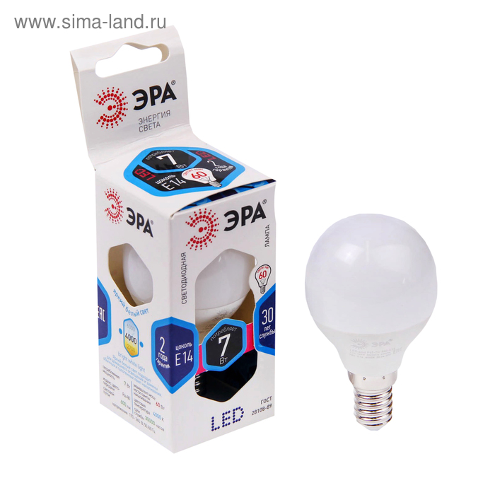 Лампа светодиодная ЭРА STD LED, E14, 7 Вт, 4000 К, 560 Лм, шар, нейтральный белый
Лампа светодиодная ЭРА STD LED, E14, 7 Вт, 4000 К, 560 Лм, шар, нейтральный белый