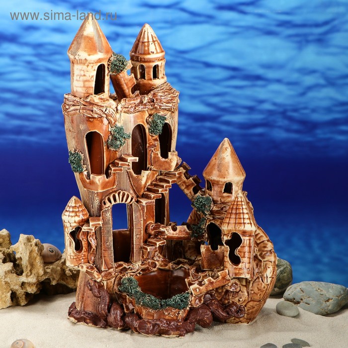 фото Декорация для аквариума "замок угловой", 18 х 28 х 40 см, микс керамика ручной работы