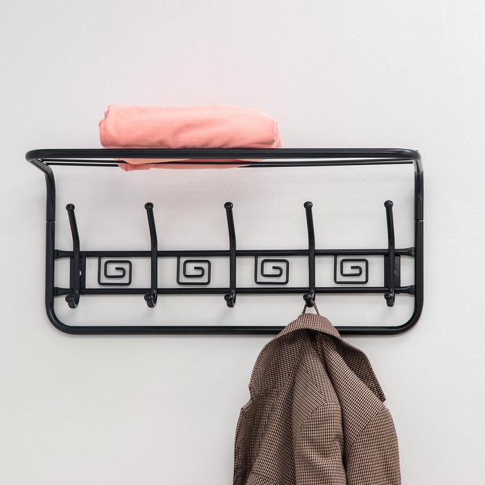 Вешалка настенная с полкой на 5 крючков «Ажур», 60×28×21 см, цвет чёрный
Вешалка настенная с полкой на 5 крючков «Ажур», 60×28×21 см, цвет чёрный