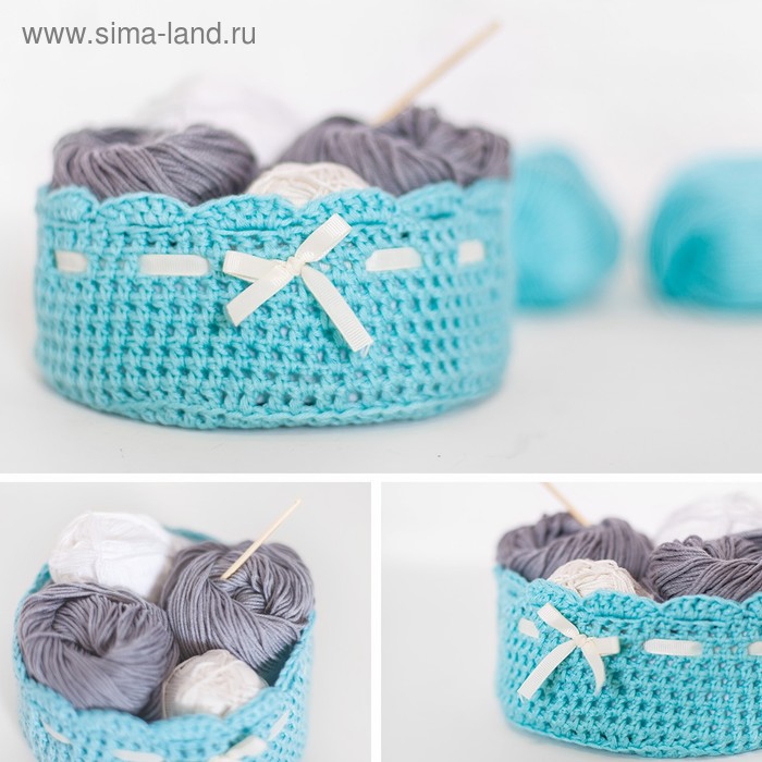 Корзинка для мелочей, набор для вязания, голубая, 11 × 16 × 4 см
Корзинка для мелочей, набор для вязания, голубая, 11 × 16 × 4 см