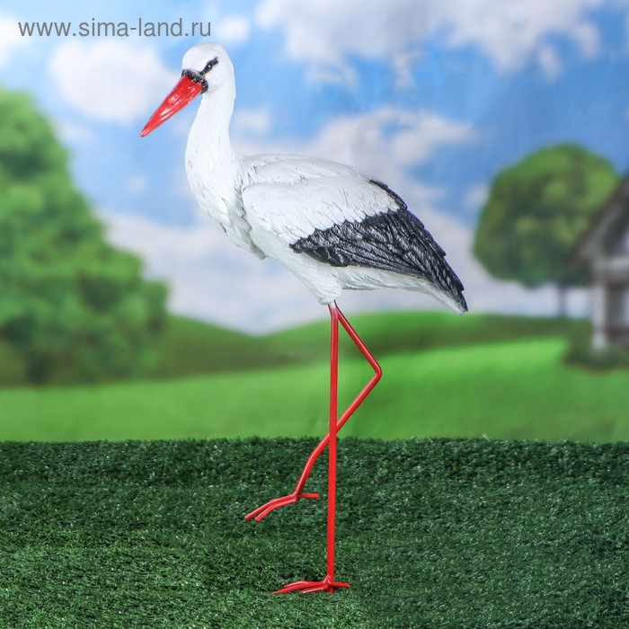 Садовая фигура "Аист", белая, полистоун, 50 см 
Садовая фигура "Аист", белая, полистоун, 50 см