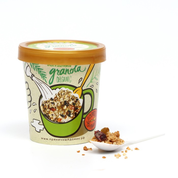 Гранола органик орехи и сухофрукты с ложкой, 130 г
Гранола органик орехи и сухофрукты с ложкой, 130 г