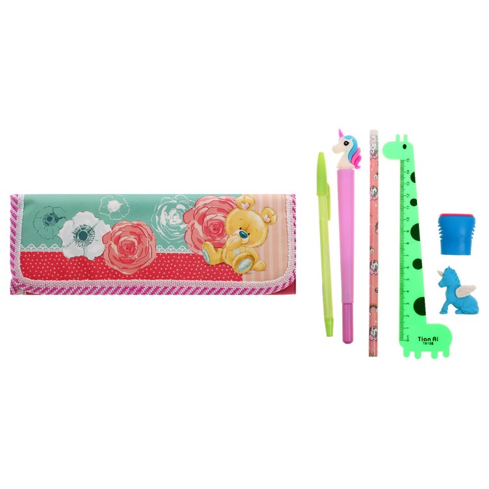 Пенал школьный "Цветы" с наполнением (карандаш чернографитный + линейка + ластик + точилка + 2 ручки)
Пенал школьный "Цветы" с наполнением (карандаш чернографитный + линейка + ластик + точилка + 2 ручки)