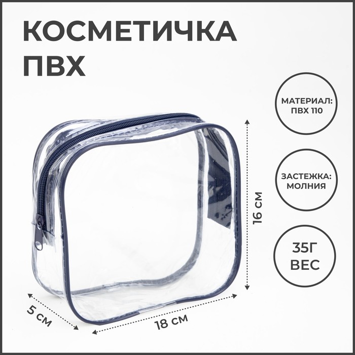 фото Косметичка на молнии, цвет синий