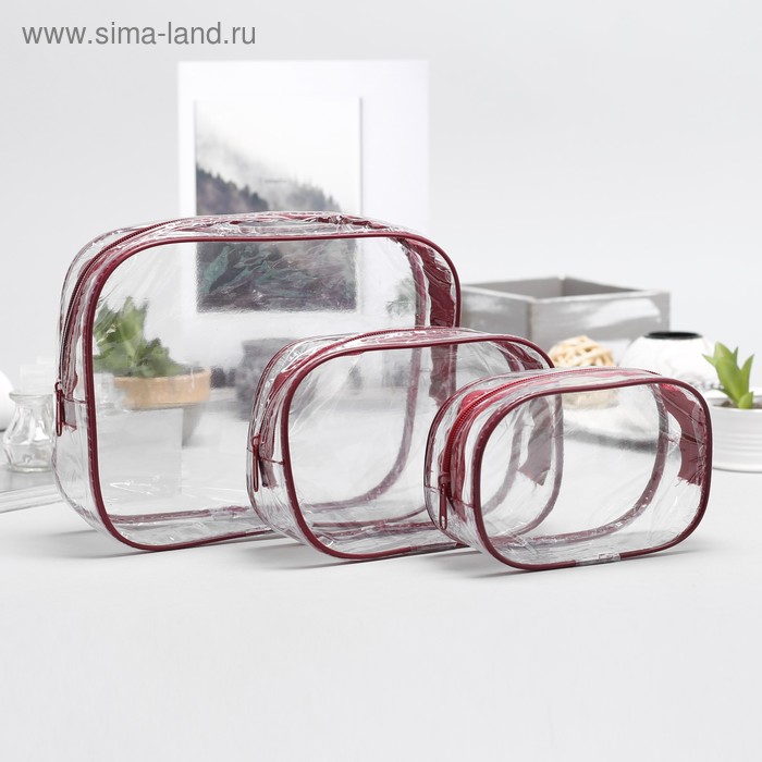 Набор косметичек, отдел на молнии, цвет бордовый
Набор косметичек, отдел на молнии, цвет бордовый