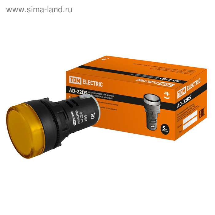 фото Лампа tdm ad-22ds(led)матрица, d=22 мм, желтый, 230 в, sq0702-0003 tdm electric
