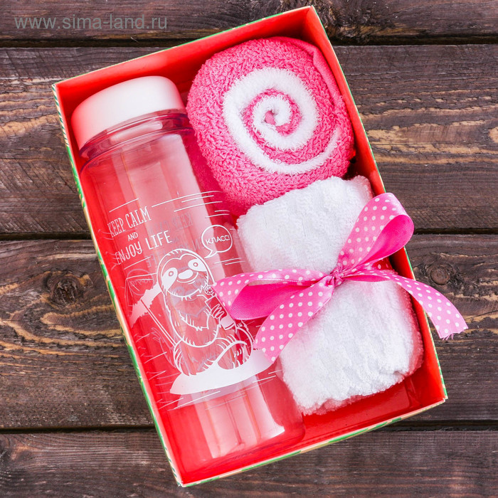 Набор «Keep calm»: бутылка для воды 500 мл, полотенце 2 шт, 30 см × 30 см 
Набор «Keep calm»: бутылка для воды 500 мл, полотенце 2 шт, 30 см × 30 см