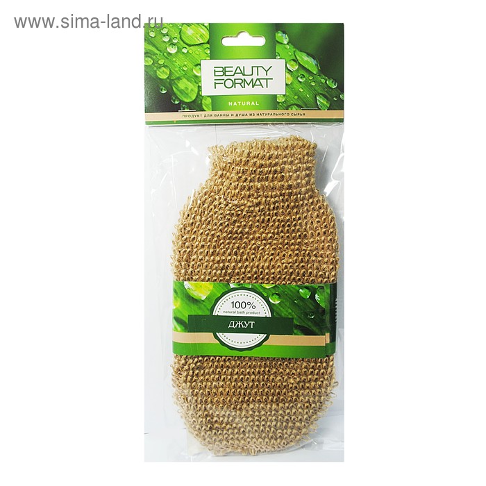 фото Мочалка beauty format натуральная, варежка, джут