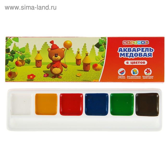 Акварель ЗХК «Цветик», 6 цветов, без кисти
Акварель ЗХК «Цветик», 6 цветов, без кисти