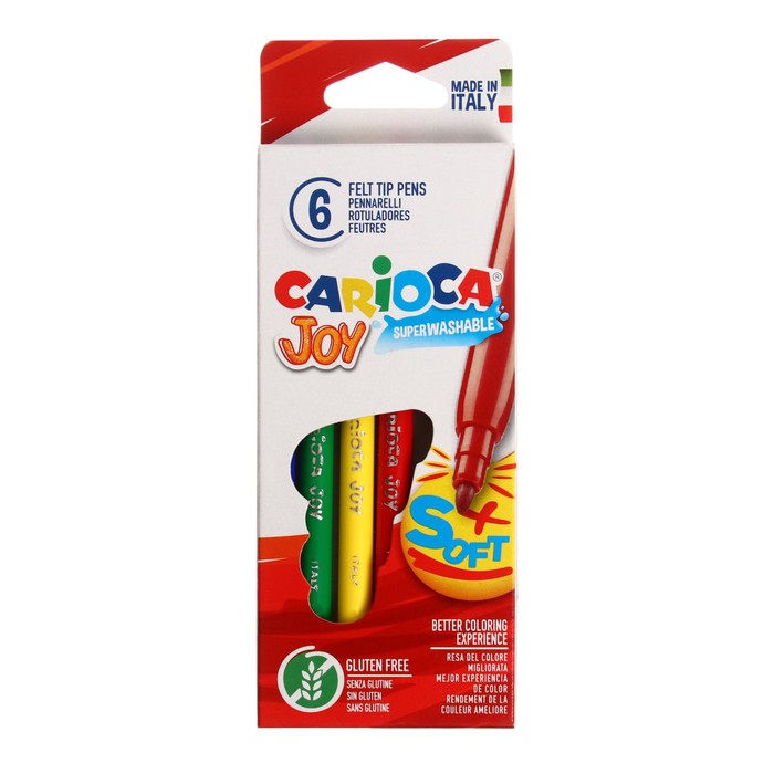 Фломастеры 6 цветов Carioca "Joy", 2.6 мм, смываемые, увеличенный ресурс, суперяркие, европодвес
Фломастеры 6 цветов Carioca "Joy", 2.6 мм, смываемые, увеличенный ресурс, суперяркие, европодвес