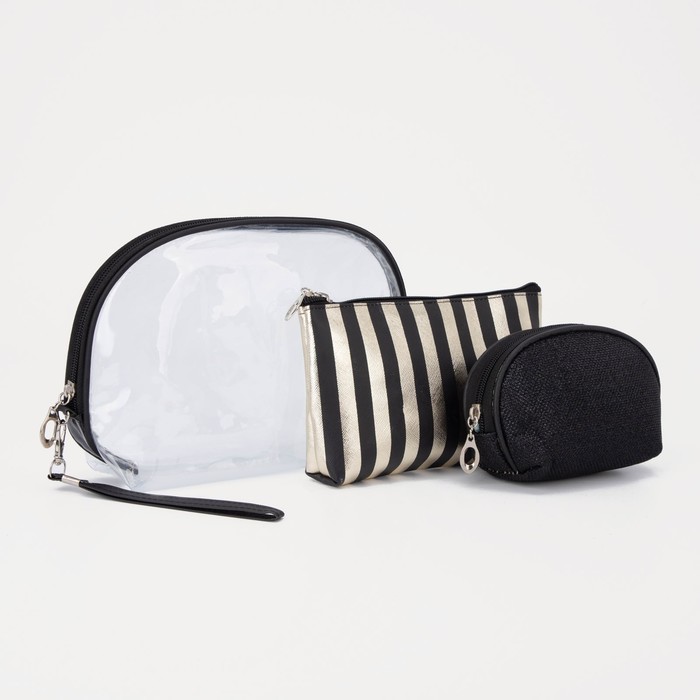 Набор косметичек 3 в 1 на молниях, цвет чёрный/бронзовый
Набор косметичек 3 в 1 на молниях, цвет чёрный/бронзовый