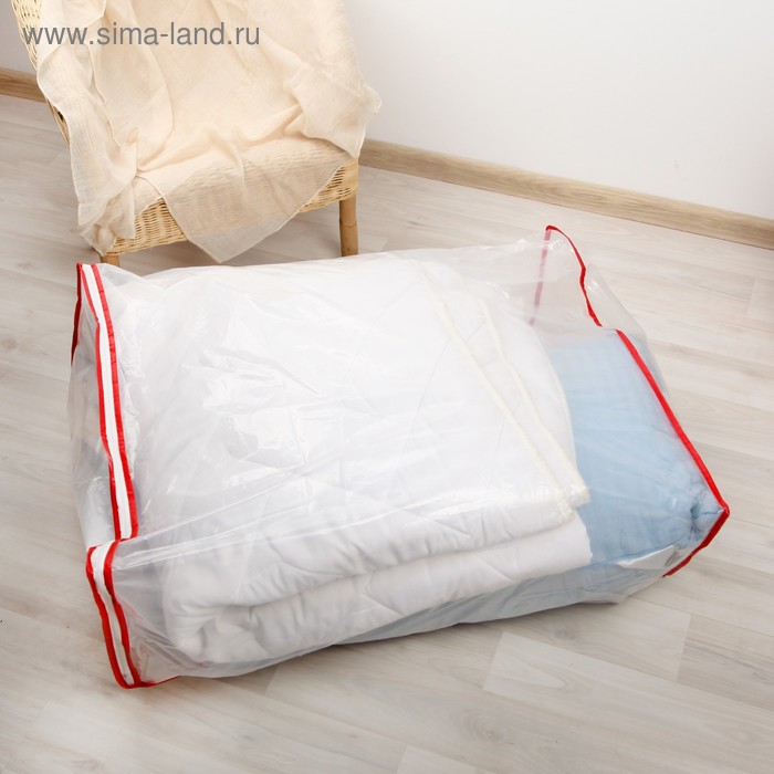 фото Кофр для хранения вещей 70×55×28 см, прозрачный с ручкой, цветной замок